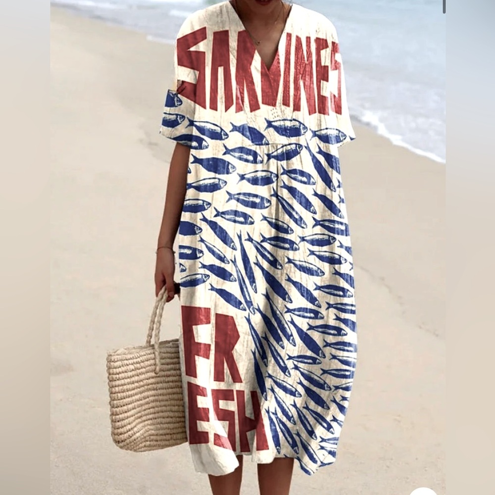Fresh Sardines cotton midi dress with pockets